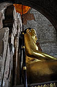 Bagan Myanmar. Htilominlo temple. Main Buddha statue of the ground floor. 